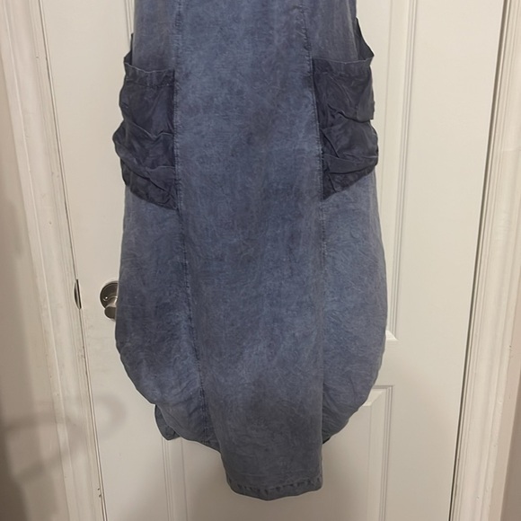 Luna Luz Lagenlook Sleeveless Pocket Washed Linen Dress - Picture 3 of 13